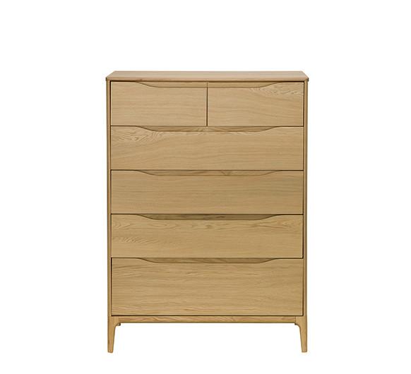 ercol Rimini 6 Drawer Tall Wide Chest Of Drawers