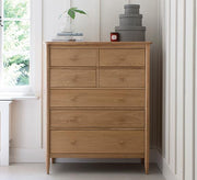 ercol Teramo 7 Drawer Tall Wide Chest Of Drawers