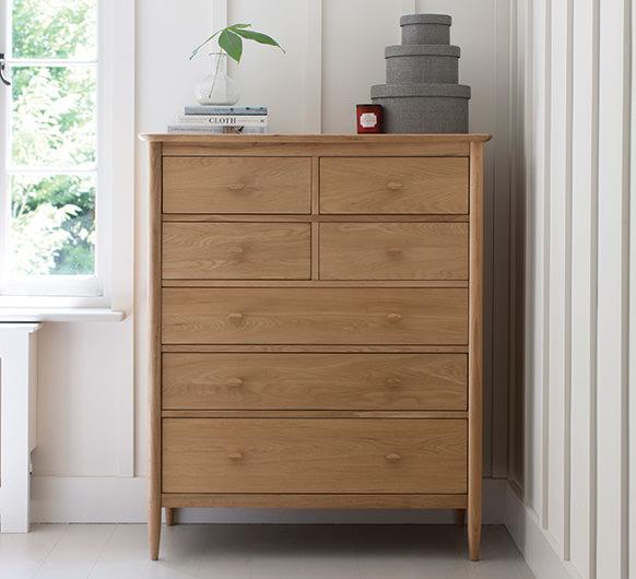 ercol Teramo 7 Drawer Tall Wide Chest Of Drawers