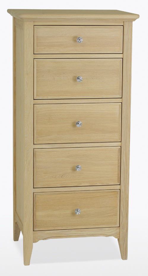 New England Oaked Chest of 5 Drawers